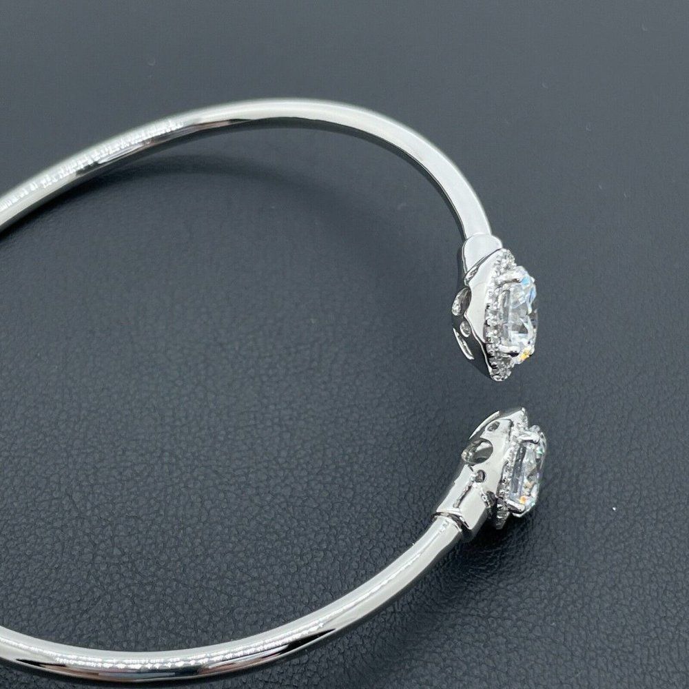 Bypass Bracelet Sterling Silver Simulated Diamonds Round Cut Absolute 4.28ctw - Picture 8 of 14